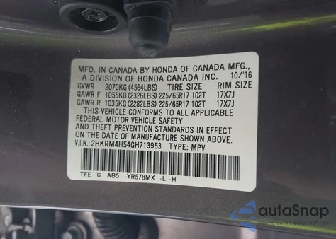 2016 Honda Cr-V Ex z USA, uszkodzony, nr VIN 2HKRM4H54GH713953